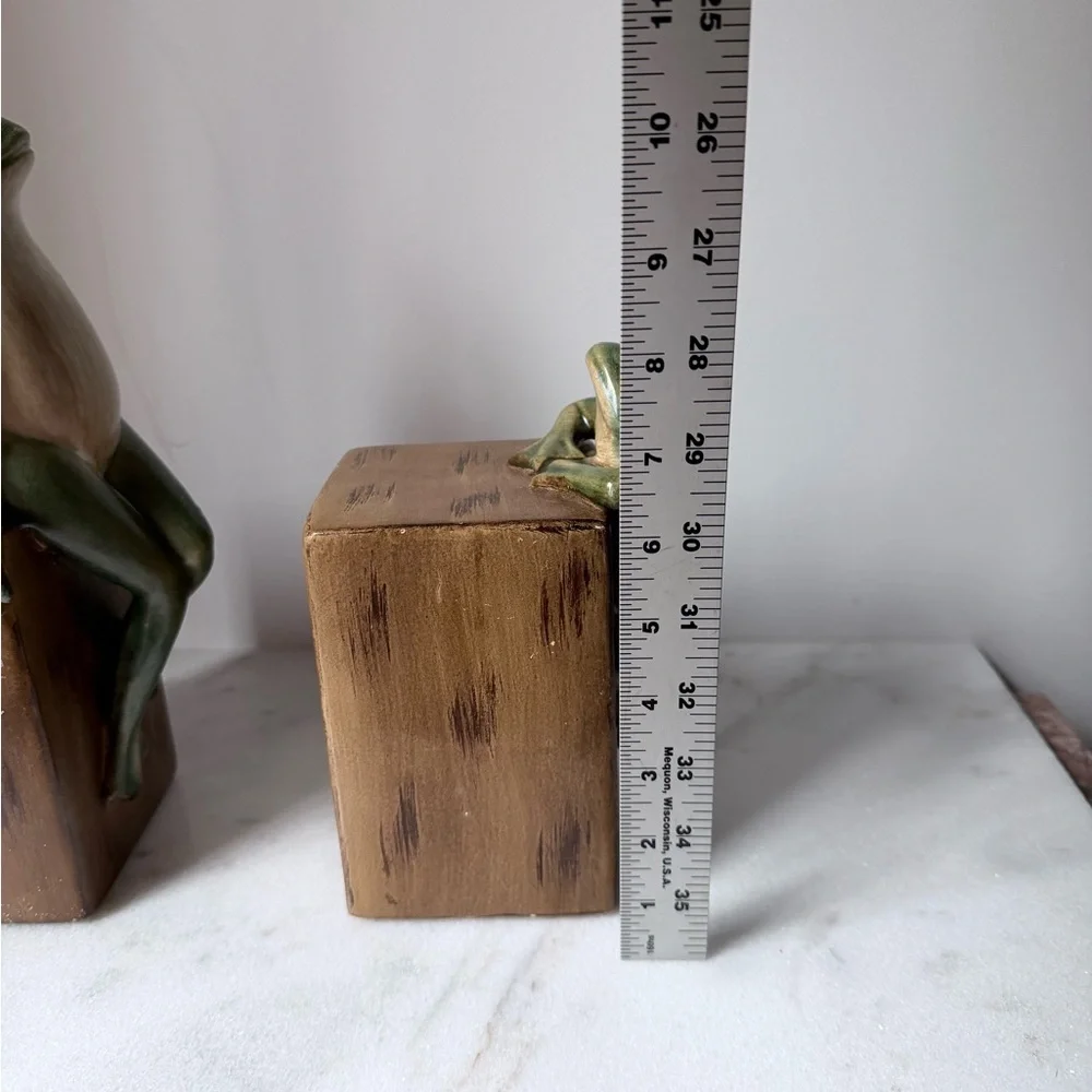 Charming Frog Bookends - Green and Brown